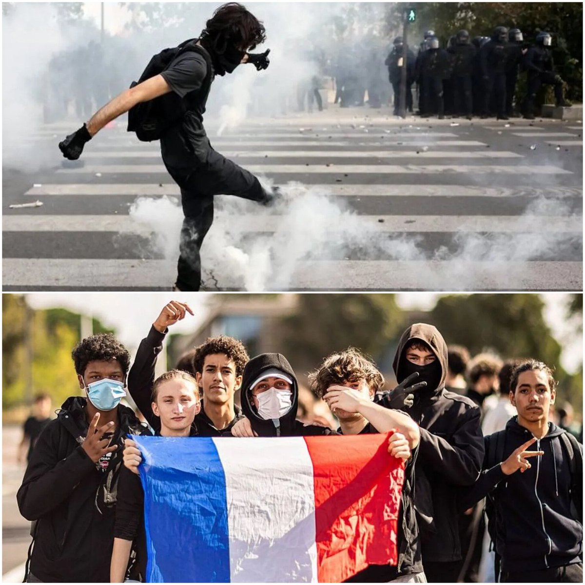 shorts_91's tweet photo. Tear gas in Paris and Marseille as school protests grow across France. Govt says 250,000 marched, unions say 450,000. Students demand better schools. More protests planned Thursday.

Read more on https://t.co/fcrLwBVP4l

 #France #Paris #Marseille #SchoolProtests #Lecornu #Macron https://t.co/5BjUzN7Uya