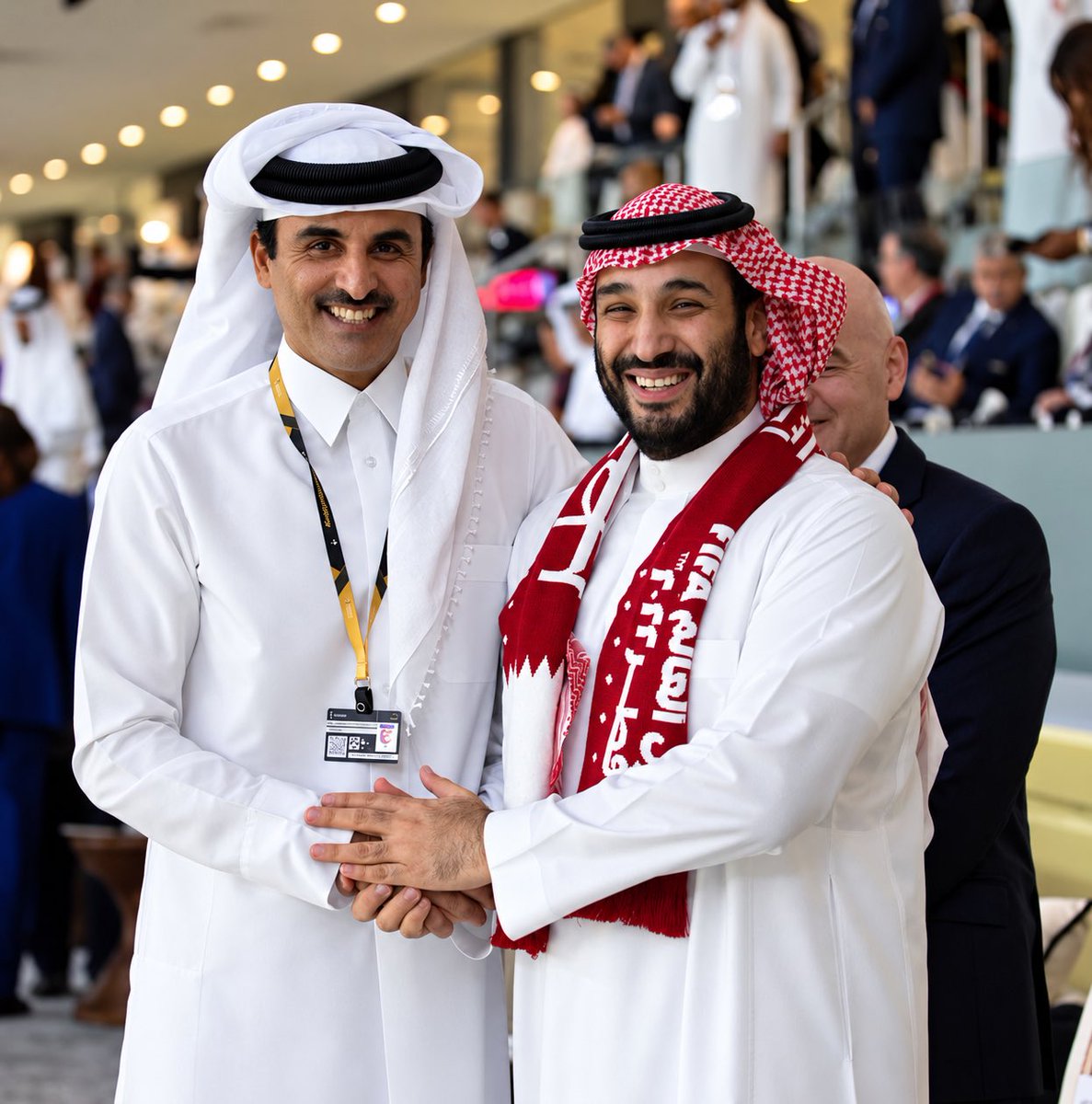 _iloveqatar2022's tweet photo. أرفع أسمى آيات التهاني والتبريكات إلى خادم الحرمين الشريفين الملك سلمان بن عبدالعزيز آل سعود، وإلى سمو ولي العهد الأمير محمد بن سلمان بن عبدالعزيز آل سعود، وإلى الشعب السعودي الشقيق، بمناسبة فوز المنتخب السعودي بكأس الخليج العربي 27 🏆🇸🇦

فوزٌ كبير يليق بمكانة المملكة وجماهيرها الوفية. مبارك للسعودية هذا الإنجاز، ومبارك لأهل جدة و��ل مدن المملكة فرحة الكأس.

من قطر، نشارككم فرحتكم ونقول: تستاهلون يا أهلنا وأشقّاءنا… خليجنا واحد، والمحبة تجمعنا دائمًا