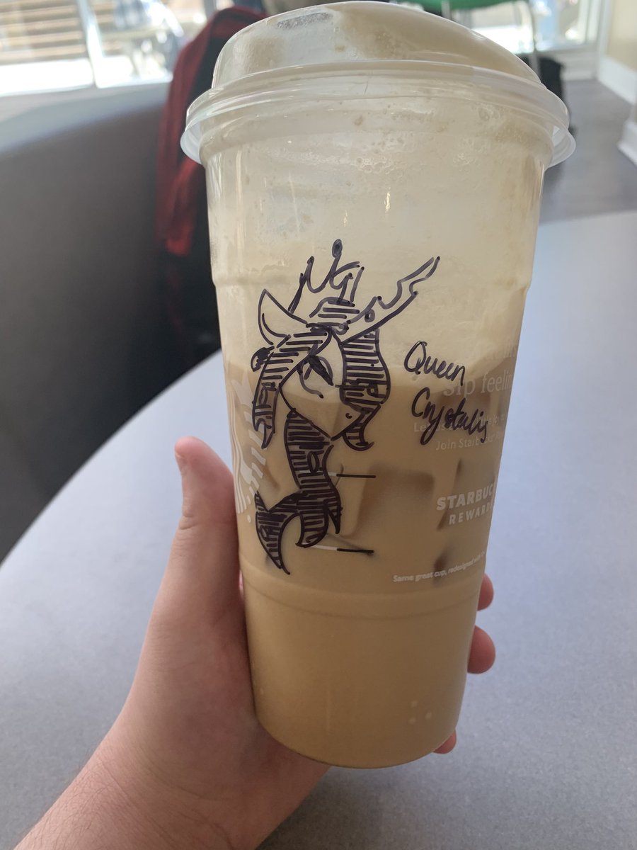 oshabetta's tweet photo. Shout out to the barista who made my coffee for the sick queen Chrysalis drawing, I don’t know who you are but I see your realness https://t.co/Q49ZyTfJpP