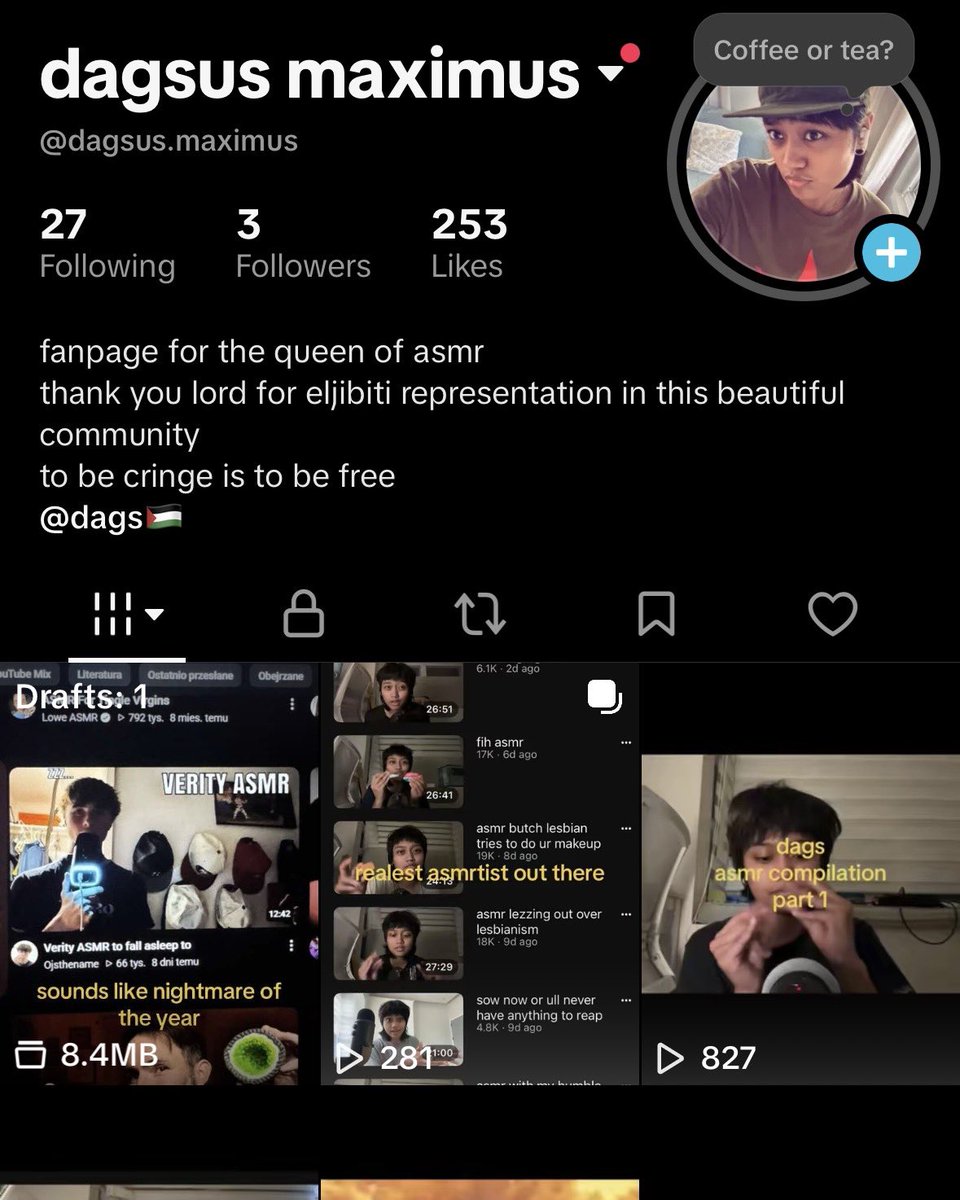 lyrika_sturmal's tweet photo. i made a tiktok fanpage for my favourite asmrtist, so i would be really grateful if you followed me there 🫶. you can comment your tiktok username on here and i will follow you back, so we can be moots! videos are only with asmr sounds in a funny but also relaxing format 💤. https://t.co/LXDkkW4oEr
