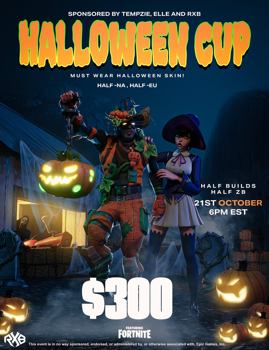 tempziee's tweet photo. 🎃Halloween Showdown🎃
hosted by tempzie x elle x RXB

🗓️October 21st, 6 pm EST

MUST WEAR HALLOWEEN SKIN
COED DUOS

to be considered:
must follow @tempziee @ellewtw and @RXBesport 
must like and repost
comment your duo (prioritizing full duos) https://t.co/cndXgc3JVl
