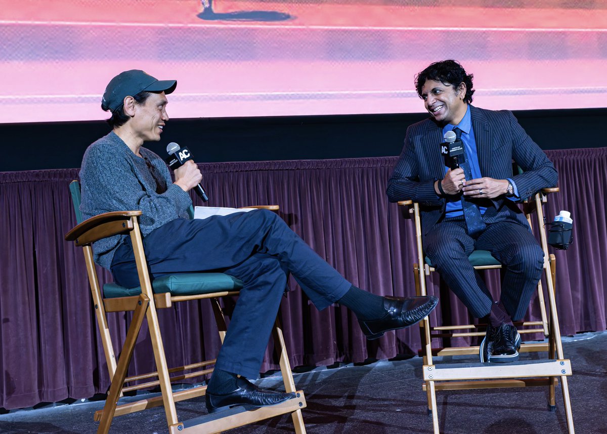 am_cinematheque's tweet photo. Reminiscing about last Tuesday when @MNightShyamalan gave us a surprise sneak preview screening of REMAIN (2027) @remainmovie 😈

Moments like this are what @beyondfest is all about 🖤

Thank you to everyone who joined us at the Directors Village + @jonmchu for moderating! https://t.co/VcLhJrLUTN