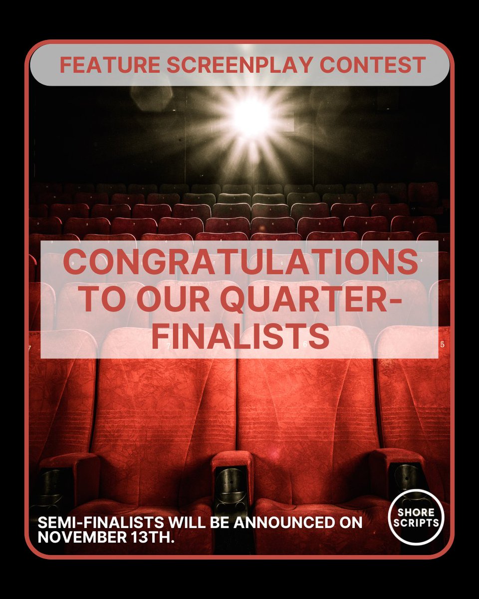 ShoreScripts's tweet photo. Congratulations to all the writers moving forward, and thank you to everyone who entered this year. We’ve been so impressed by the quality and variety of the scripts! Semi-Finalists will be announced in November! #screenwriting #featurefilm

https://t.co/0pyUhy5eIp https://t.co/ip1ym9RrGi