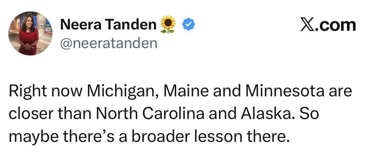 davidsirota's tweet photo. Unlike Dem nominees in NC &amp; AK, Dem nominees in MI &amp; MN faced well-financed smear campaigns from Neera’s corporate Dem faction. Maine’s Dem nominee has reportedly been kneecapped by DC consultants. 

The broader lesson: Corporate Dems &amp; DC Dem elites are toxic to Dem nominees. https://t.co/nU8YJU2KL2