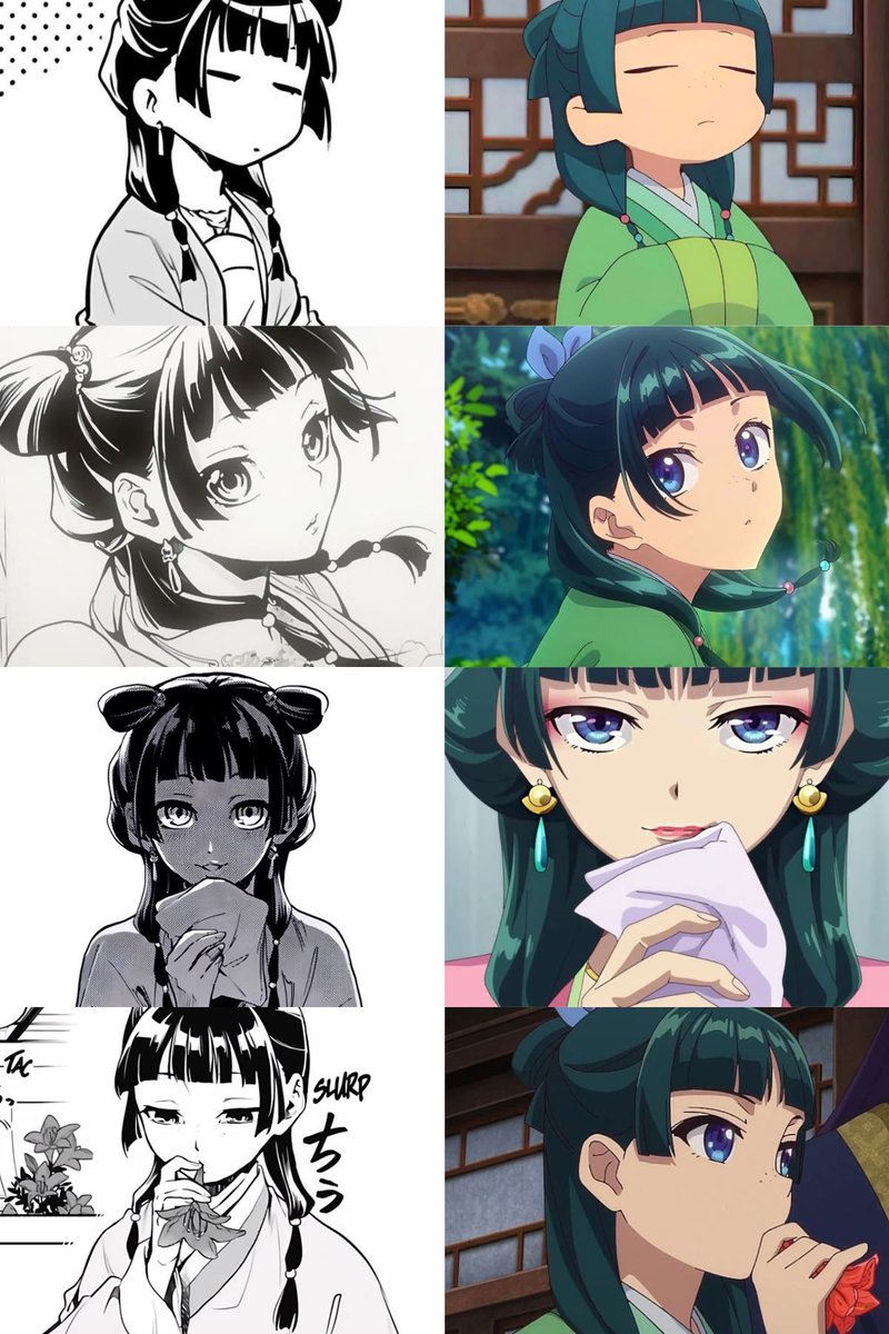 GifsAnime_'s tweet photo. Maomao. Manga vs Anime https://t.co/d8fHpM6yJP