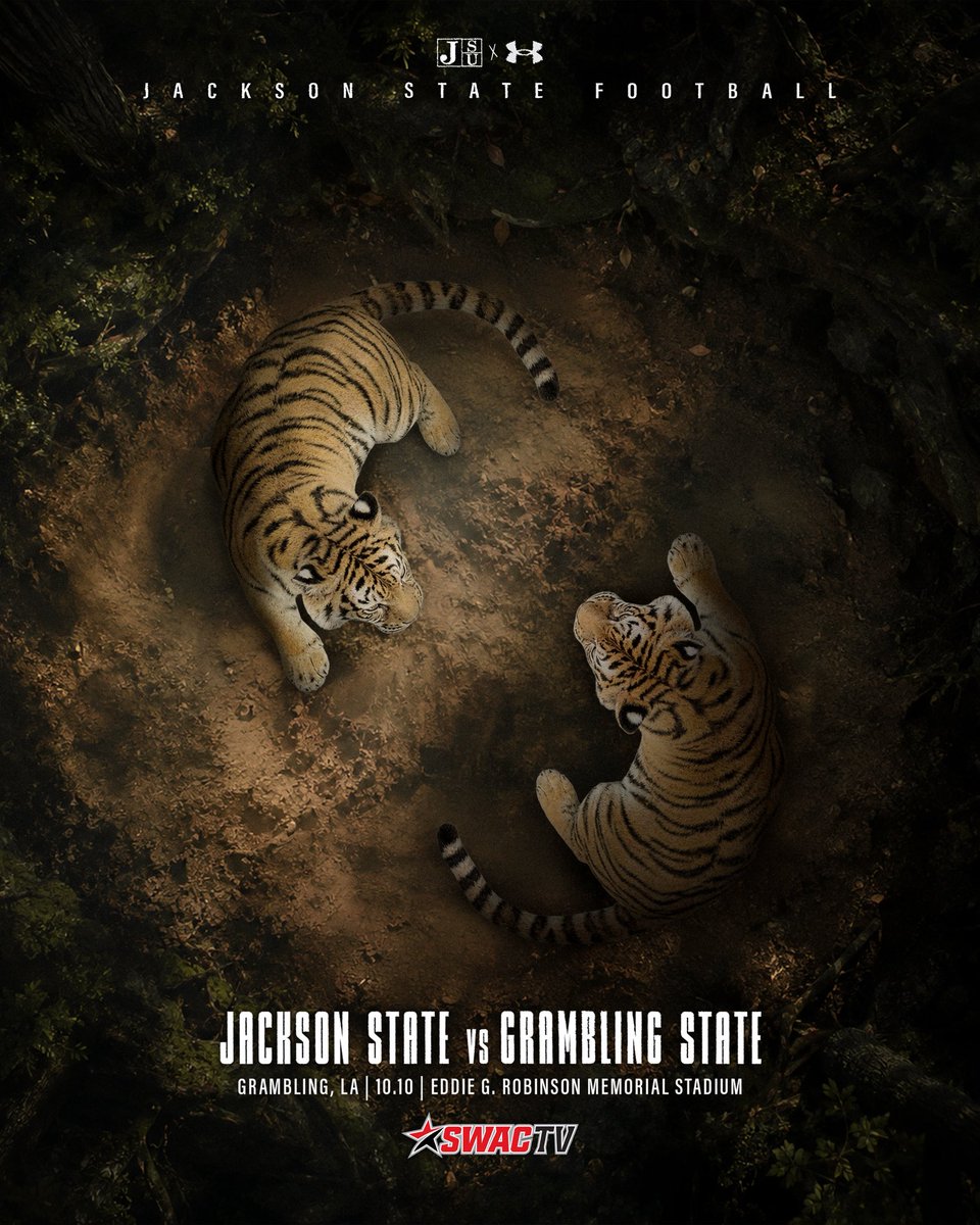 gojsutigersfb's tweet photo. Battle At The Hole
Jackson State vs Grambling
October 10th, 2026
4:00 PM CT
📺: @swactvofficial
#GuardTheeYard #Run2Atlanta https://t.co/9F2KRJXkXq