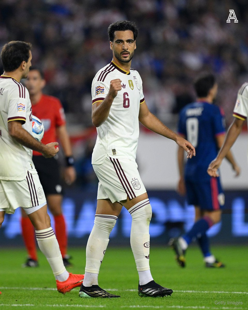 TheAthleticFC's tweet photo. Heading into half-time against Croatia, Spain were 1-0 down. 

Their staggering 41-game unbeaten run was under threat.

But as he has done so many times for club and country, Mikel Merino was the saviour for his team.

He first equalised, and then scored the winner two minutes from time.