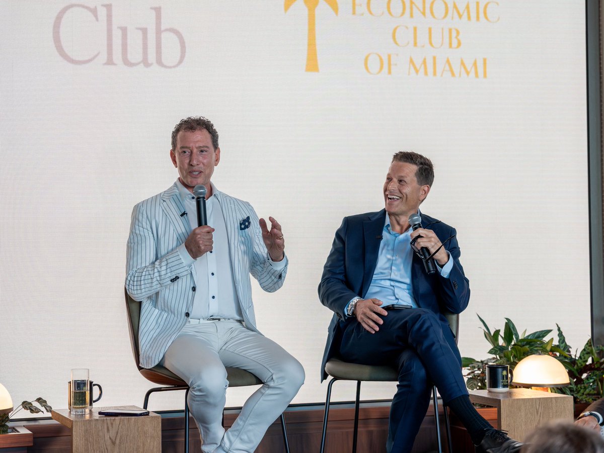 EconClubofMiami's tweet photo. We officially kicked off the Economic Club of Miami’s fall season on September 22 with a fantastic evening in partnership with SEIA Miami at their beautiful private club in Brickell.

Our members and guests heard from David Blumberg, Founder & Managing Partner of Blumberg Capital, in a fireside chat with Brent Vosters, Partner at Benesch Investment Group and a member of the Economic Club of Miami Advisory Board.

Their conversation explored “The Founder Mindset for the Age of AI”— from the qualities that have always distinguished successful founders to how entrepreneurs and business leaders must think, adapt, and lead in a rapidly changing world shaped by artificial intelligence.

Thank you to David, Brent, our partners at SEIA Miami, and everyone who joined us for an incredible start to our fall season.

🎥 Full video of the conversation coming soon.

Want to be in the room for conversations like this?

The Economic Club of Miami brings together leaders from across South Florida and beyond for substantive conversations, meaningful connections, and unique experiences throughout the year.

Apply today to join the Economic Club of Miami:
https://t.co/AyRJHjGoxl