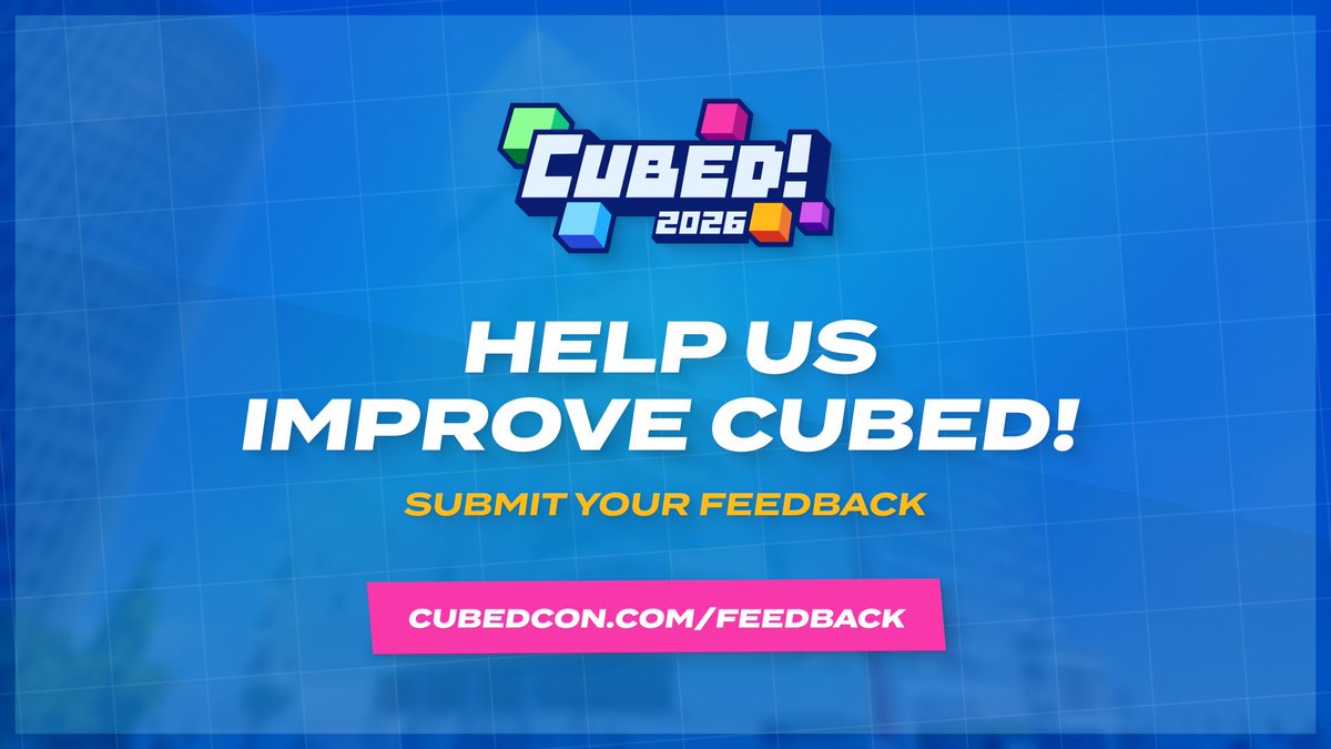 CubedCon's tweet photo. We need your feedback on #Cubed2026!

Share your thoughts on this year's event and earn 1000 CubeCoins as a thank-you!

Submit your feedback: https://t.co/hEhVzfUKwa https://t.co/RICUCpZ3Ag