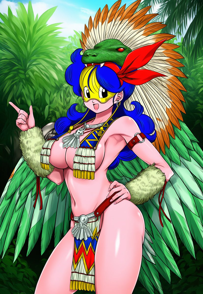 PyroKnightAI's tweet photo. Halloween ‘25 - Dragon Ball x Native American Folklore Pt. 2 and Dragon Ball x Indie Horror Pt. 1

Good Launch as Haokah
Videl as Vanessa (FNAF)
Vados as Toy Chica (FNAF)
Majin Android 21 as Crazy Mita

Enjoy~

#AI #AIart #NovelAI #DragonBall #MegamiTensei #FNAF #MiSide #Android21