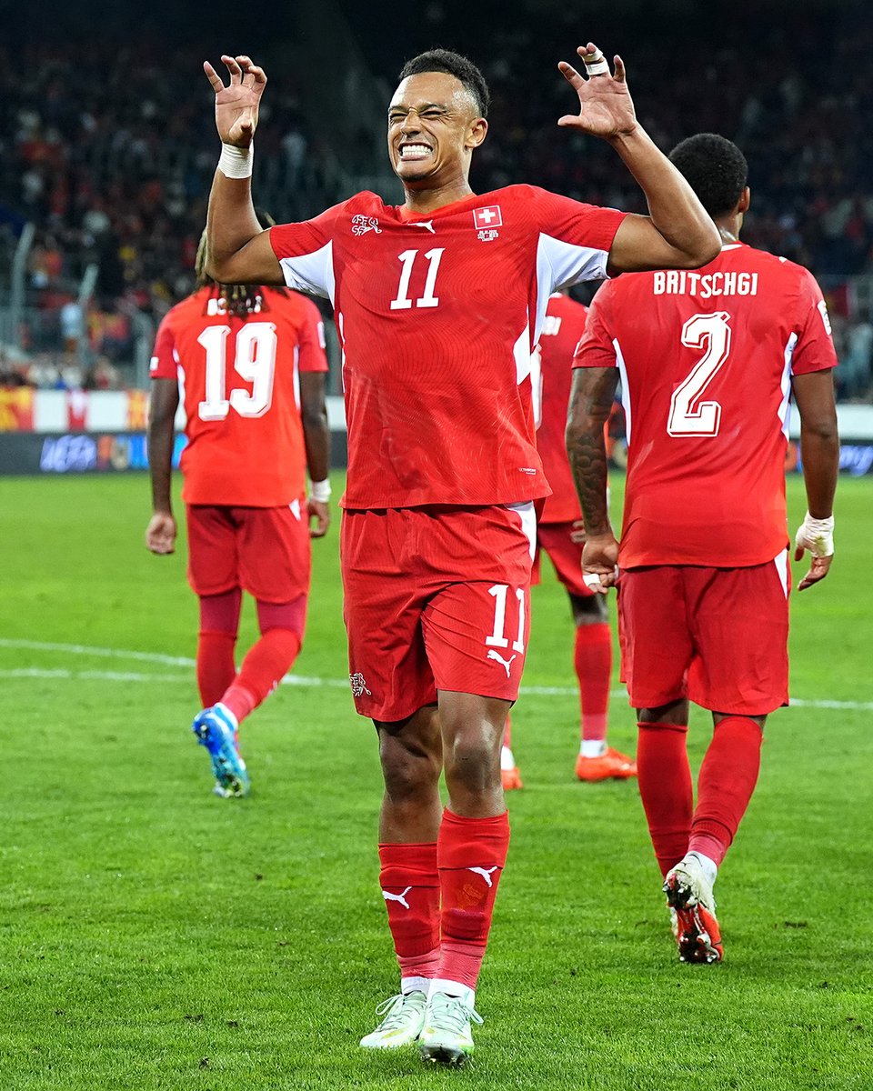 NFFC's tweet photo. DAN NDOYE SCORES AGAIN! 🇨🇭 

He also picked up an assist in @nati_sfv_asf's 3-0 victory over North Macedonia tonight. https://t.co/IpY4Ecce4h