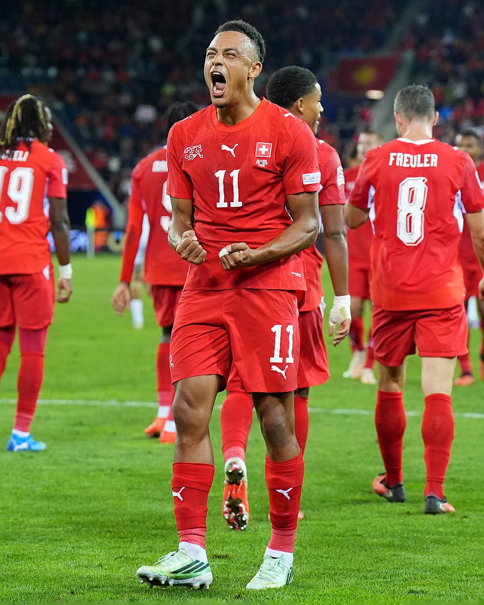 NFFC's tweet photo. DAN NDOYE SCORES AGAIN! 🇨🇭 

He also picked up an assist in @nati_sfv_asf's 3-0 victory over North Macedonia tonight. https://t.co/IpY4Ecce4h