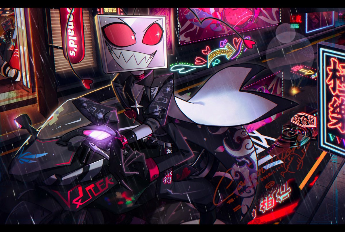 USK1775mido's tweet photo. 【Art comm】Biker Boy #hazbinhotelVax https://t.co/A7FmVjGQ7g