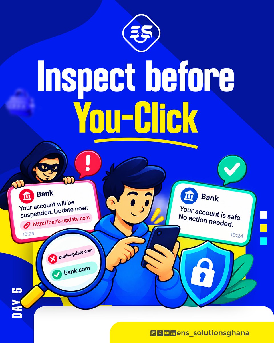ens_solutionsgh's tweet photo. SMS alerts impersonating banks/telcos prompting users to 'update account details' via web links are ways fraudsters normally get hold of a victim's account.

Look out for suspicious links! 

#Smishing #PhishingAwareness #DigitalSafety https://t.co/BYN89Fy4Nw