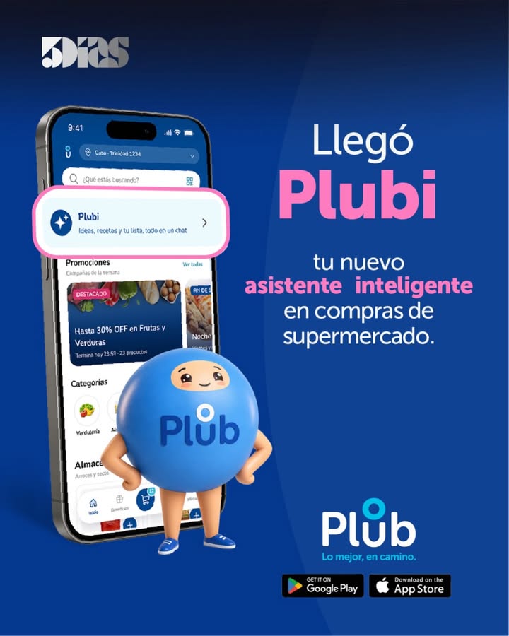 5DiasPy's tweet photo. 📲🛍️ Plub presenta Plubi, su nuevo asistente de compras con inteligencia artificial.

La primera app de supermercado 100% paraguaya busca ayudar a sus usuarios a armar el carrito en minutos y ahorrar tiempo.

🤖 ¿Cómo cambia la IA la forma de hacer las compras?

@somo_plub

#5Días #Plub #Plubi #InteligenciaArtificial #Paraguay