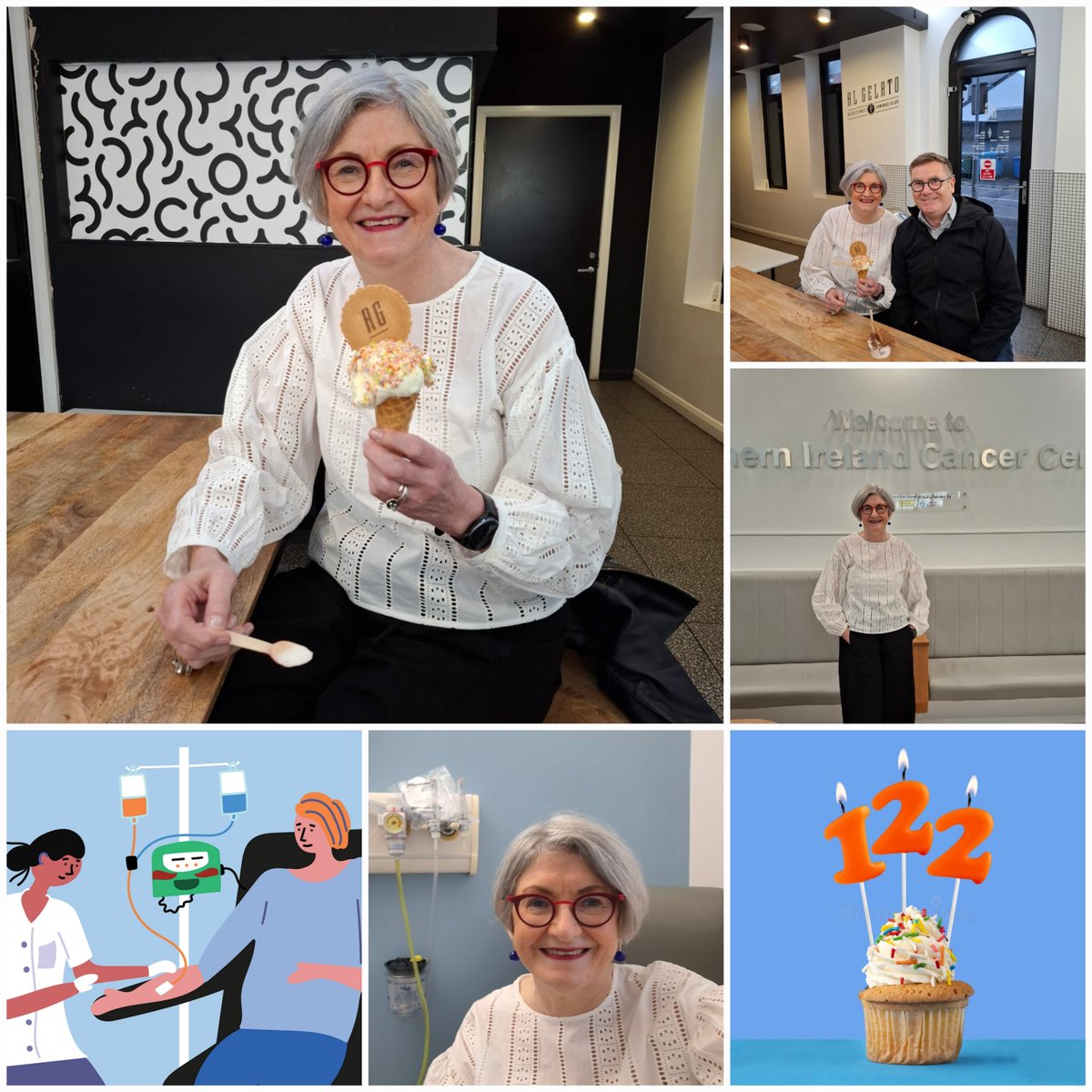 annmcbrien_'s tweet photo. Cycle #122 cancer treatment for stage 4/ metastatic breast cancer at @BelfastTrust NI Cancer Centre, followed by traditional ice cream 🍦with Joe at Al Gelato (@55Alastair). 
#IceChemo
#Husband 💙
#GratefulForLife 💙 https://t.co/kU7AslsJcw