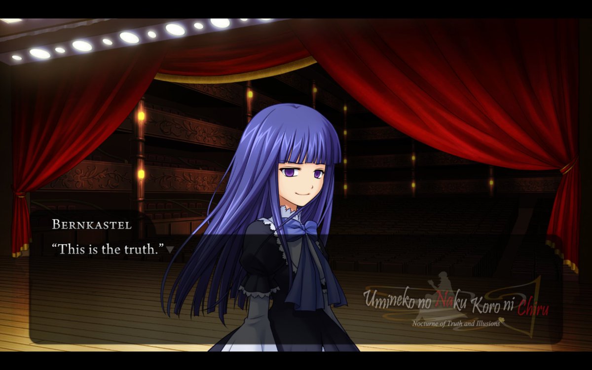 bernkastel281's tweet photo. the stage, the red truth being shouted over, Bern really is the best actress  there is #Umiday26 https://t.co/05vpoBYY32