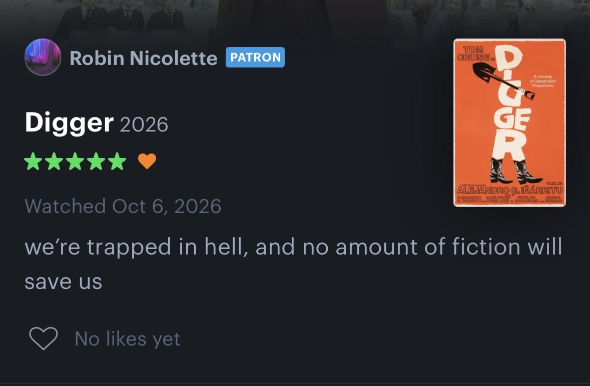 Undue_Risk's tweet photo. I finally found a movie from 2026 I downright adore https://t.co/K2VY2VgnYk