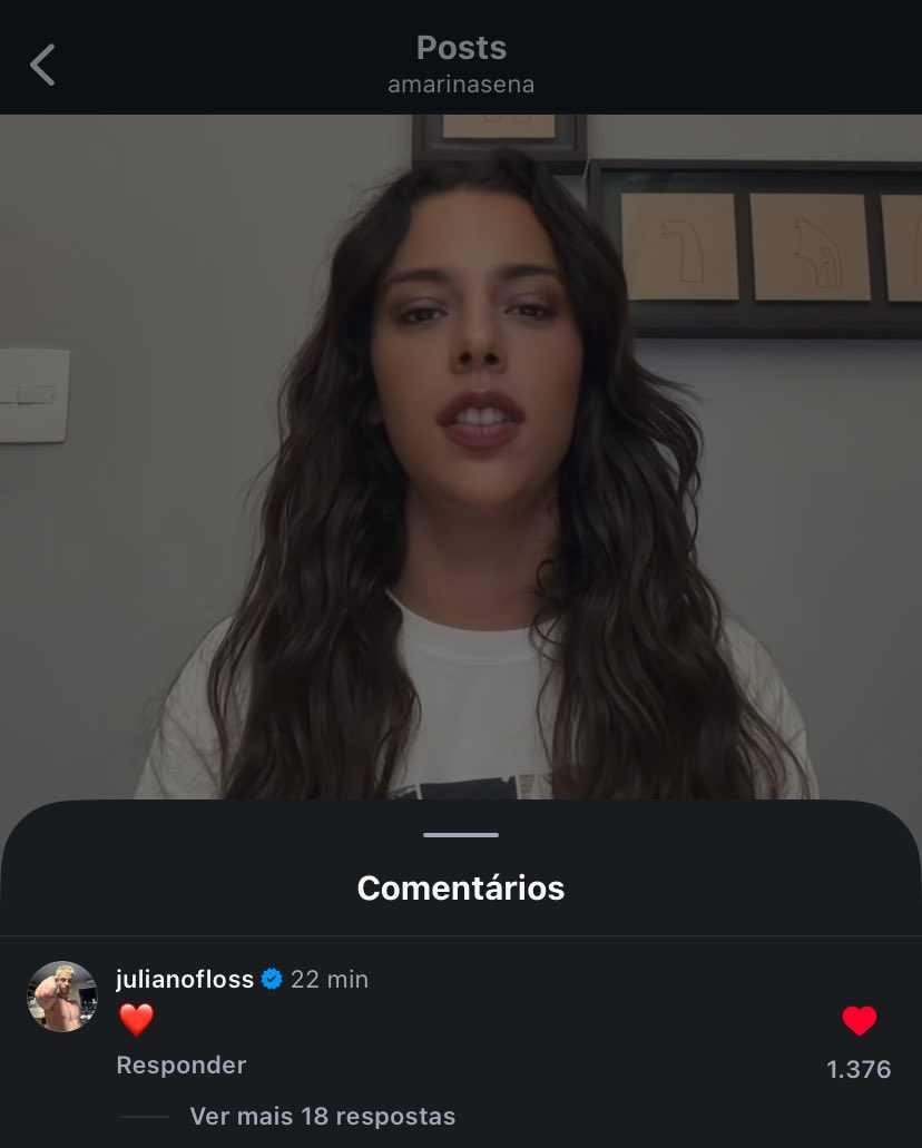 lilianvoleidp's tweet photo. juliano floss comentando no vídeo da marina sena declarando voto ao Lula ⭐️❤️🥹 https://t.co/YVyTRL6KQ4