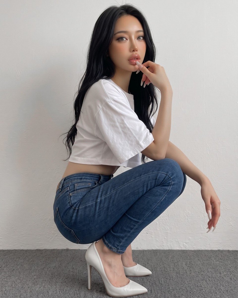 toohotdoll's tweet photo. Skinny jeans, an oversized crop tee and 4.5 inch white heels. 🤍👠
Even when I’m dressed super casually, I still want my high heels. Somehow, they just make the whole look feel more like me. 😅 https://t.co/0R8xZ7TVlj