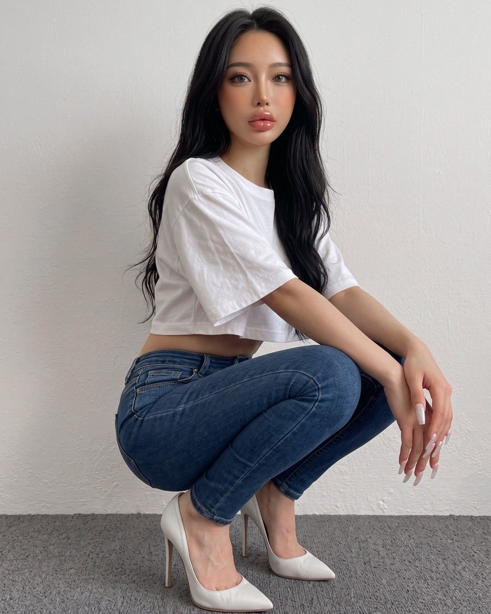 toohotdoll's tweet photo. Skinny jeans, an oversized crop tee and 4.5 inch white heels. 🤍👠
Even when I’m dressed super casually, I still want my high heels. Somehow, they just make the whole look feel more like me. 😅 https://t.co/0R8xZ7TVlj