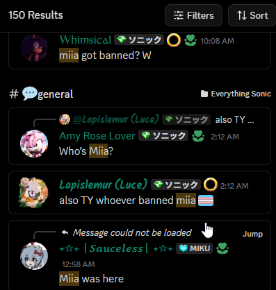 MadamSavvy's tweet photo. (show and tell 🧵🧵) Hi Aaron, representative from @SEGA @sonic_hedgehog  @SonicOfficialJP who is handling the new discord

It would appear you remove people who use "ai" from the ability to chat, but without any sort of "moderation" notice. They just simply cannot type. 

on top of that, you have a lot of people celebrating murder and assassination, even going as far as to ask for @MiiaTzu to be shot- echoing sentiments of @emzberry who also wants people she doesnt like shot as well. 

weird how a lot of violent extremists and Chris Chan of all people, are allowed in here but someone who says "i like silver the hedgehog" isnt, nor is discussion about Sega's latest AI news. 

This is a discord geared towards children and people are also asking about pornographic content. Yuri is not for children. Nor is celebrating assassination. 

@KazuyukiHoshino
@moq_46
@Ohtanitter
