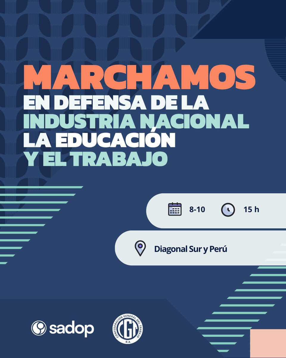 sadopnacion's tweet photo. ✏️ Las y los docentes de gestión privada marchamos en defensa de la industria y la soberanía nacional.

✊🏼 ¡Sumate! https://t.co/pZkRoHYAs3