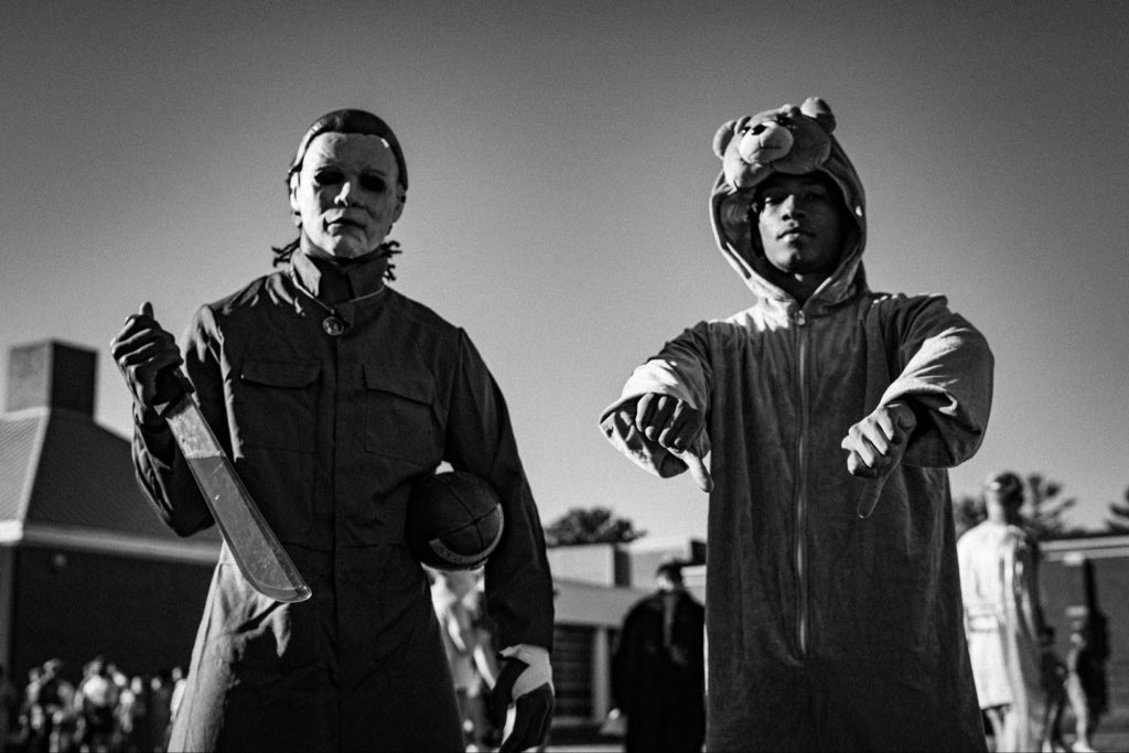 WabashFB's tweet photo. To celebrate Halloween coming up soon, during the first day of the bye week, players and coaches wore Halloween Costumes during walkthrough!

#waf https://t.co/zF9hqr8L4D