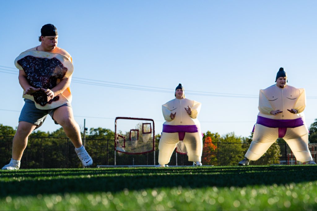 WabashFB's tweet photo. To celebrate Halloween coming up soon, during the first day of the bye week, players and coaches wore Halloween Costumes during walkthrough!

#waf https://t.co/zF9hqr8L4D