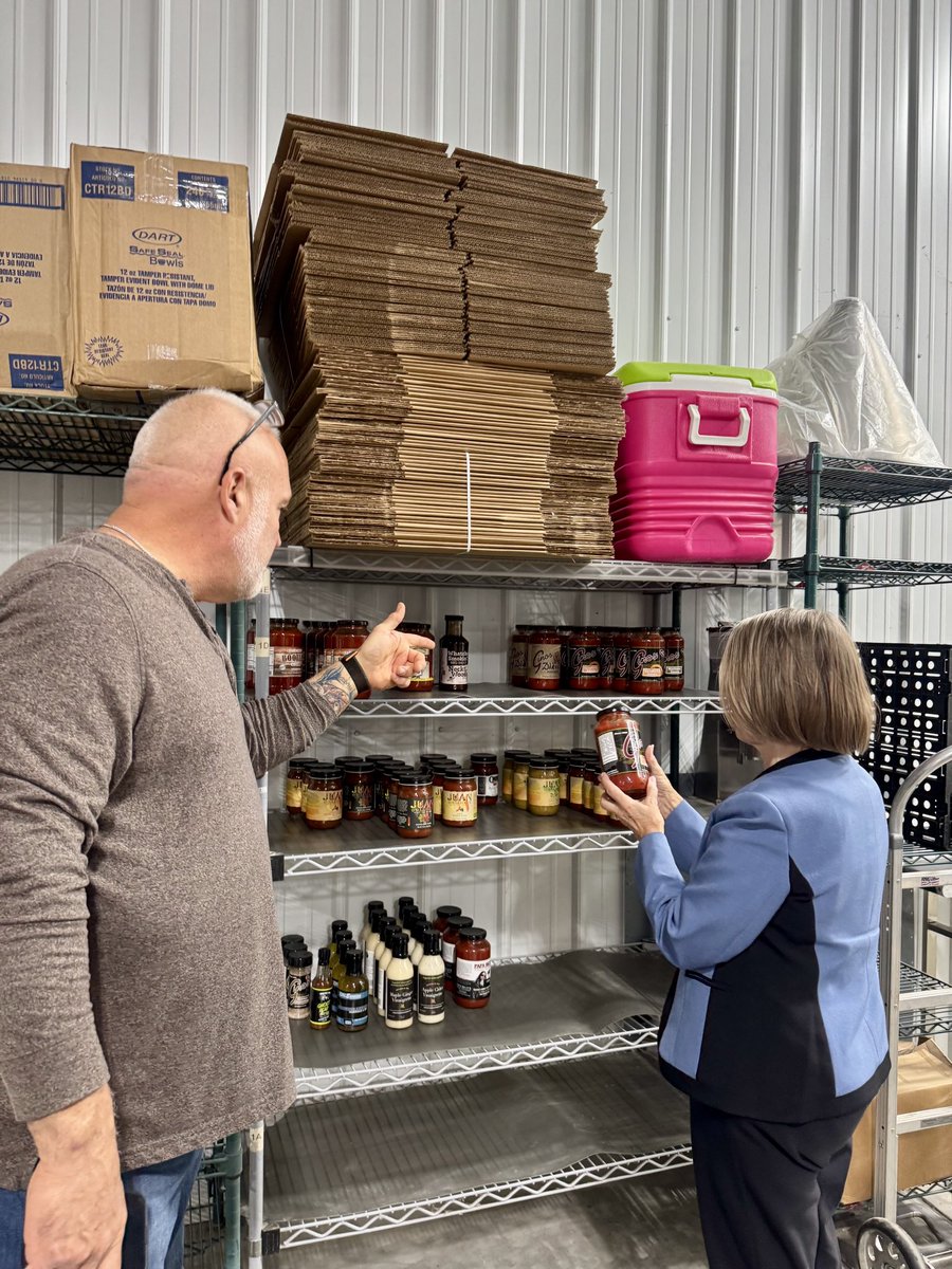 RepMMM's tweet photo. It was great visiting Valentine Food Company in Indianola today!

It’s always important to hear directly from local manufacturers about how we can create & keep good paying jobs right here in Iowa; whether it’s expanding access to SBA loans or helping navigate the myriad of federal government inspections.

We had a great conversation about benefits of Working Families Tax Cuts, smart trade policies and supply chains. 

And I have to say - the place smelled delicious.