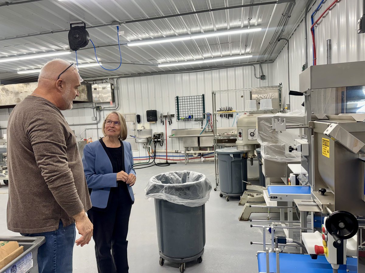 RepMMM's tweet photo. It was great visiting Valentine Food Company in Indianola today!

It’s always important to hear directly from local manufacturers about how we can create & keep good paying jobs right here in Iowa; whether it’s expanding access to SBA loans or helping navigate the myriad of federal government inspections.

We had a great conversation about benefits of Working Families Tax Cuts, smart trade policies and supply chains. 

And I have to say - the place smelled delicious.