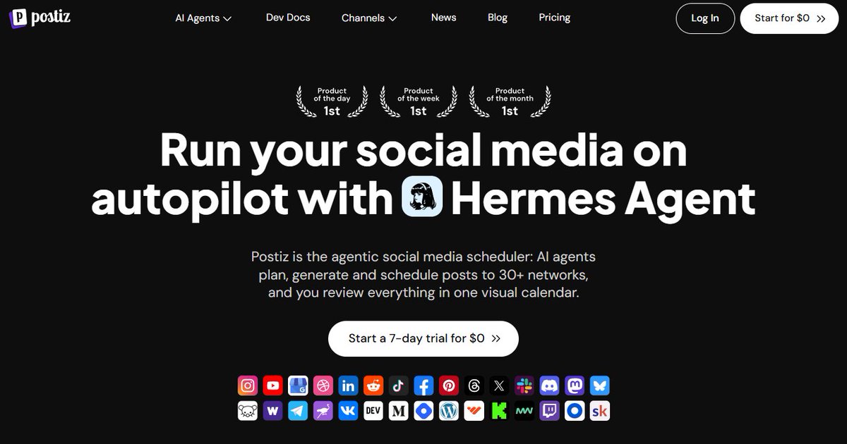 ErickSky's tweet photo. Veo que les despertó interés chicos, les dejo más detalles:

Esto es Positz, una herramienta open source para programar posts en todas las redes sociales.

Yo actualmente estoy conectado a LinkedIn y Wordpress. Su tarea es investigar cosas interesantes y postear. Les dejo la foto de las redes que están habilitadas, entiendo que todas se conectan por OAuth oficial.

Solo le piden a su agente que se conecte a Positz vía la API que te da la herramienta y que está en: Configuraciones → Developers → API Key.

Lo que recomiendo es que el agente les deje drafts, para que ustedes puedan darle su propio toque antes de programar el post.

A Positz pueden auto-alojarla o pagar el plan cloud.

Estoy usando @bot porque ya me lo dan en el Premium de twitter, pero pueden usar Dots, Muse, Hermes, OpenClaw, etc.

En mi setup hay un solo agente que se encarga de investigar y dejar drafts en Positz, tiene un cron job que lo despierta 1 vez al día.

También tengo otro que investiga el LinkedIn de los gerentes, les envía solicitud de conexión y lleva un registro en un Google Sheets. Pero eso lo hace él con su computador integrado, no usa ninguna herramienta.

Link Cloud con free trial de 7 días: https://t.co/A9NSdkZBTZ

Github: https://t.co/OL22KrAcwC