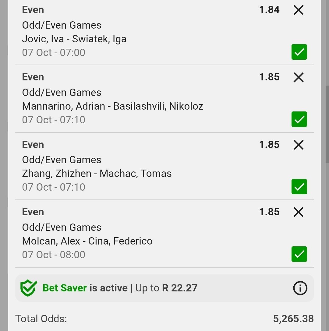 Matsiane_'s tweet photo. Tennis 🎾 : Even Games 

✈️ @ 04:00am 

Total Odds : 5k 

Betway Code: BW77DE78CA https://t.co/YmG33SO7Fp
