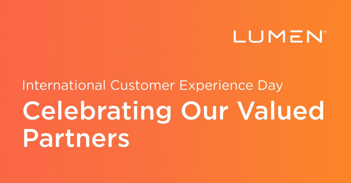 LumenCPP's tweet photo. Great customer experiences don't happen by accident. They're built through strong partnerships, shared accountability, and a commitment to putting customers first.

Today, @LumenTechCo celebrates and thanks our partners for making CX a shared priority every day. 🎉 https://t.co/VKmxdQZCse