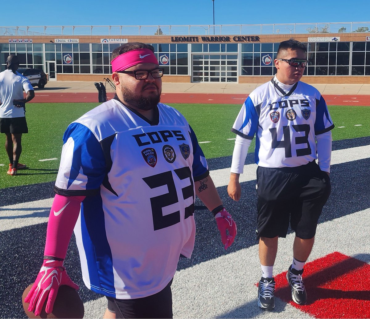 PuebloCountySO's tweet photo. Thanks to everyone who came out to support Law Enforcement and Bikers at Toy Bowl on Saturday. We also thank the officiating crew and everyone who made this Pueblo tradition a success again this year. While the outcome wasn’t in our favor (Bikers won 38-36), we had a great time. https://t.co/rwNtB8bgoY