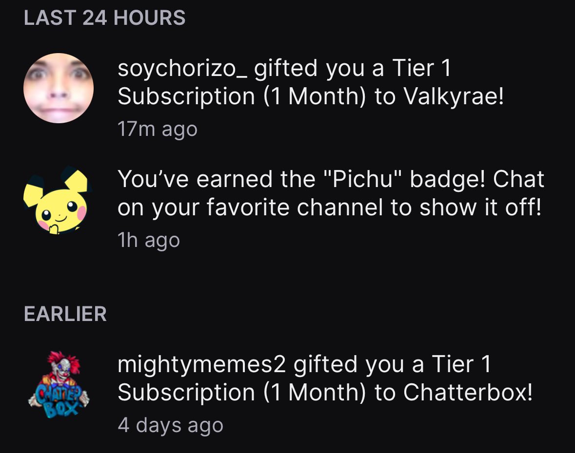 bbtogepi's tweet photo. got a gifted sub for valkyrae and chatterbox hehe :> https://t.co/L7Wze69mNL