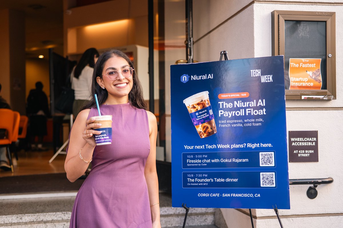 niuralHQ's tweet photo. Hey SF @Techweek_ , need a little fuel?

Come find us at @UseCorgi cafe. We’re here until 5PM and the coffee’s on Niural ☕️ https://t.co/v1wGhVE0Xk