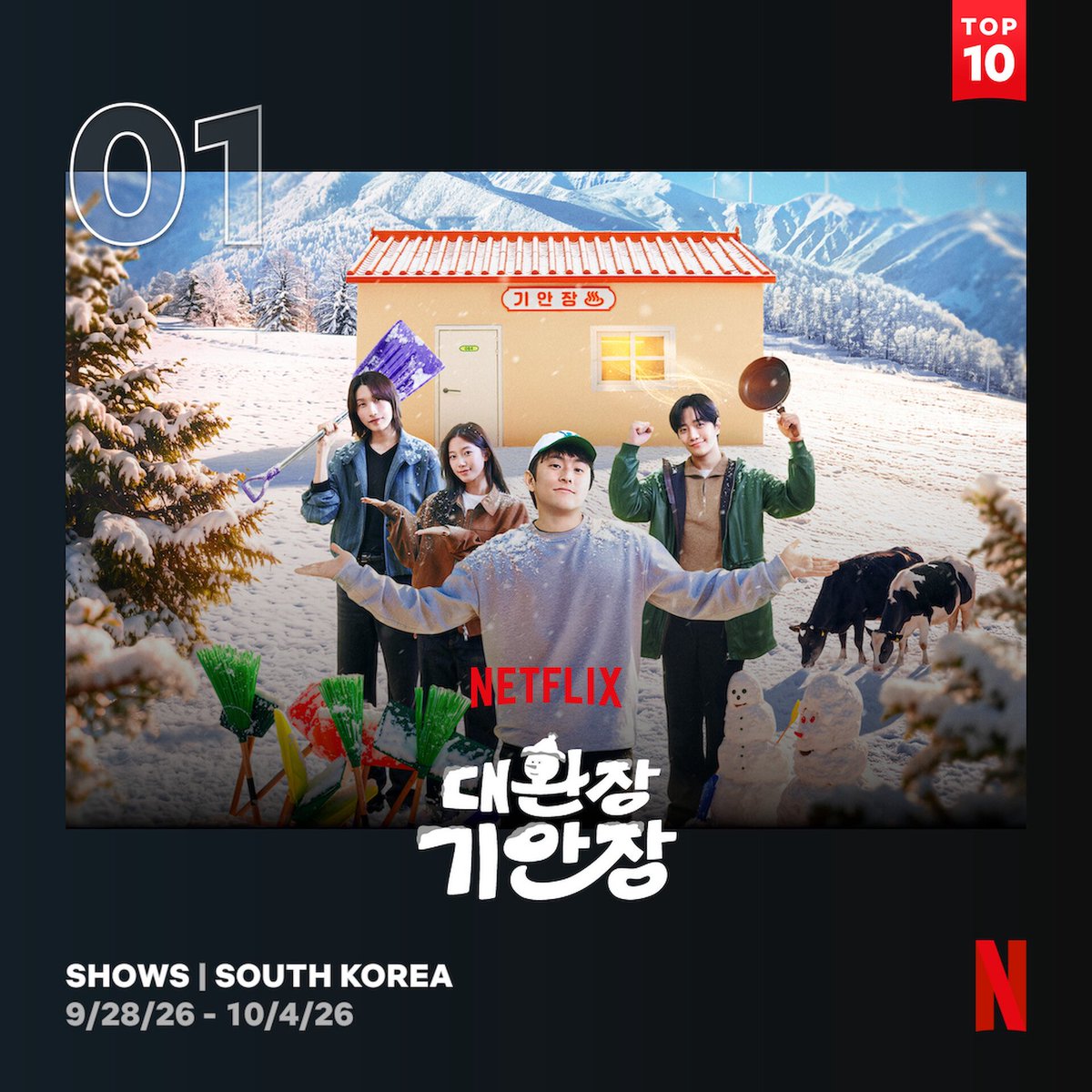 jh_m1n's tweet photo. 𝗡𝗲𝘁𝗳𝗹𝗶𝘅 𝗧𝗨𝗗𝗨𝗠 𝗪𝗲𝗲𝗸𝗹𝘆 𝗧𝗢𝗣 𝟭𝟬

TOP 10 Shows in South Korea
(2026년 9월28일 - 10월4일)

<대환장 기안장> 시즌2 - 2주 연속 1위🎉🎉
https://t.co/VuCyk5ZoKC

👉2026.09.28 - 10.04 (40주차)
한국 1위, 싱가포르 3위,
대만 9위, 말레이시아 9위, 홍콩 10위
👉2026.09.21 - 09.27 (39주차)
한국 1위, 홍콩 6위, 싱가포르 6위,
대만 7위, 인도네시아 9위, 말레이시아 10위

https://t.co/mrwxJ8SDDS
#이준호 #LEEJUNHO #NETFLIX 
#대환장기안장2 #KiansBizarreBnB2