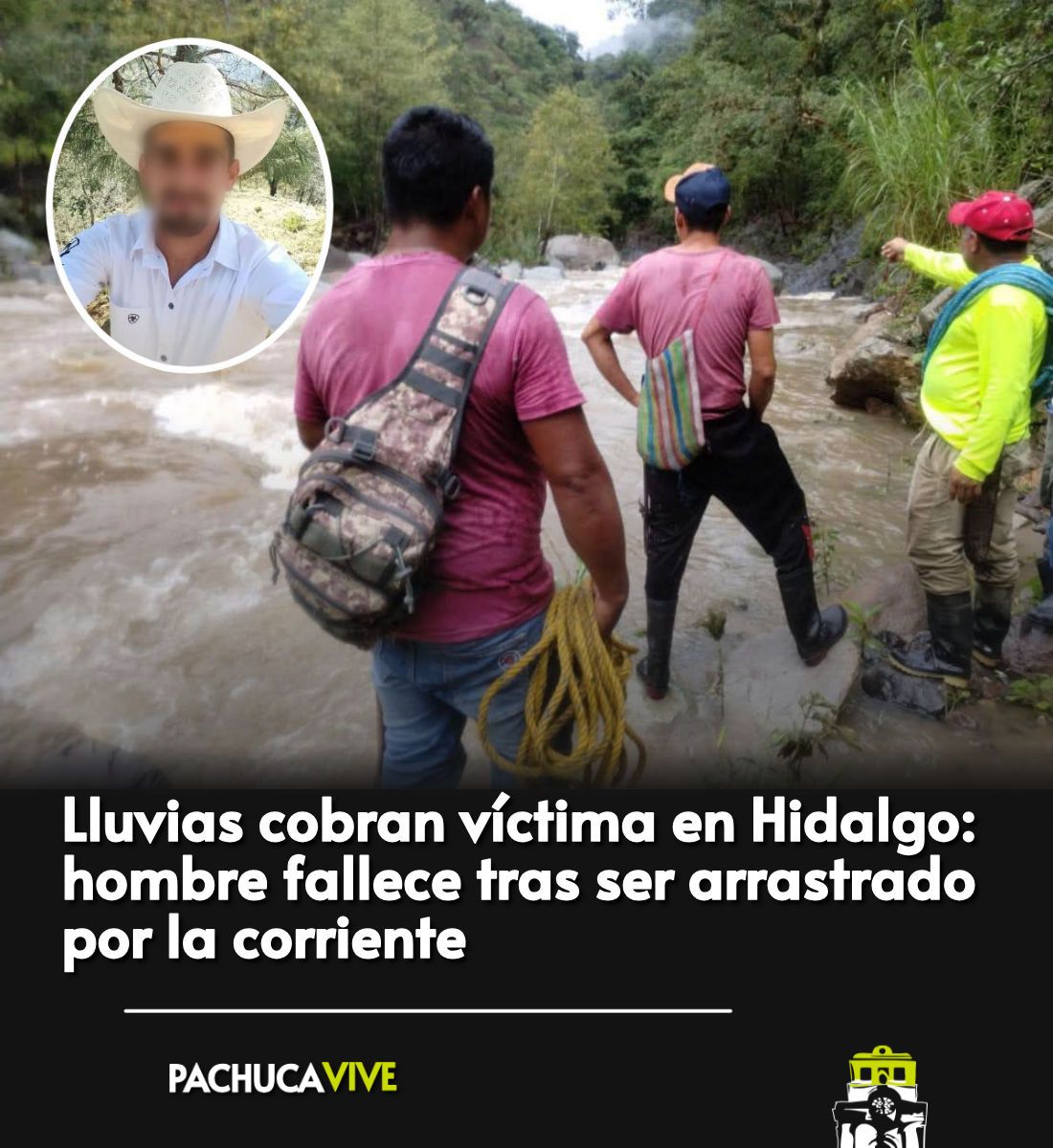 PachucaVIVE's tweet photo. ➟ https://t.co/jmTozfYHIa 🚨 ¡Tragedia en Agua Blanca! Tras días de intensa búsqueda, confirman el fallecimiento de un hombre que intentó cruzar un cuerpo de agua 🌧️ https://t.co/vGv3BIKWsR