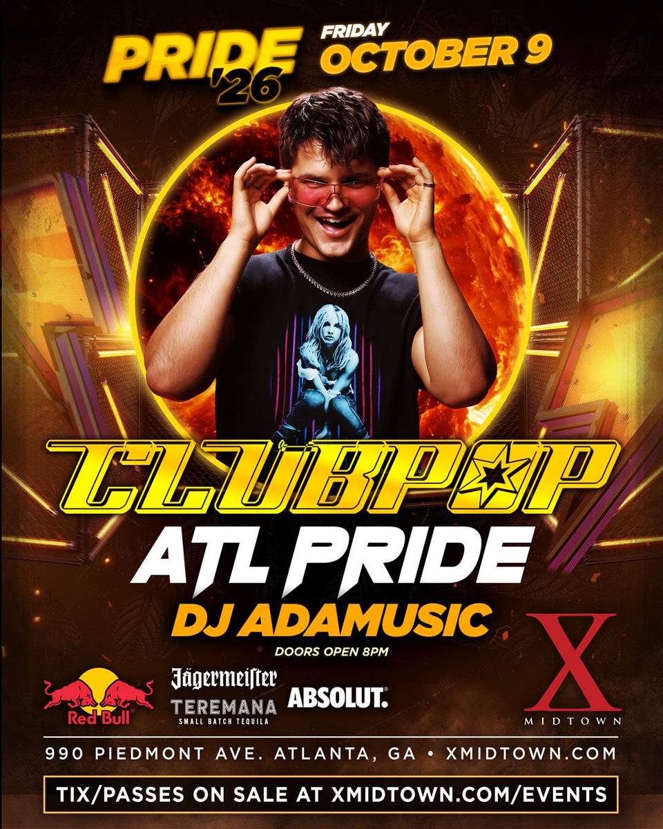 AtlantaGayEvent's tweet photo. Pride Weekend @ X Midtown

Thu, Oct 8th - Kick-Off / MIA STARR
Fri, Oct 9th - DJ ADAMUSIC
Sat, Oct 10th - DJ TRACY YOUNG
Sun, Oct 11th - Block Party / DJ DAVE AUDÉ

X Midtown
990 Piedmont Ave, Atlanta, GA 30309 https://t.co/GRrKuXpzwy