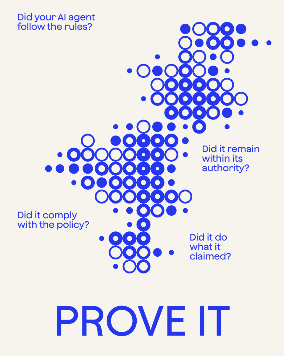 inherence_labs's tweet photo. Every question about an AI agent's conduct ends with "check the logs." But the agent or its operator wrote them.

Inherence gives each covered action a cryptographic receipt any party can verify, revealing nothing underneath.

Verifiability > observability https://t.co/7fO3oKeOIj