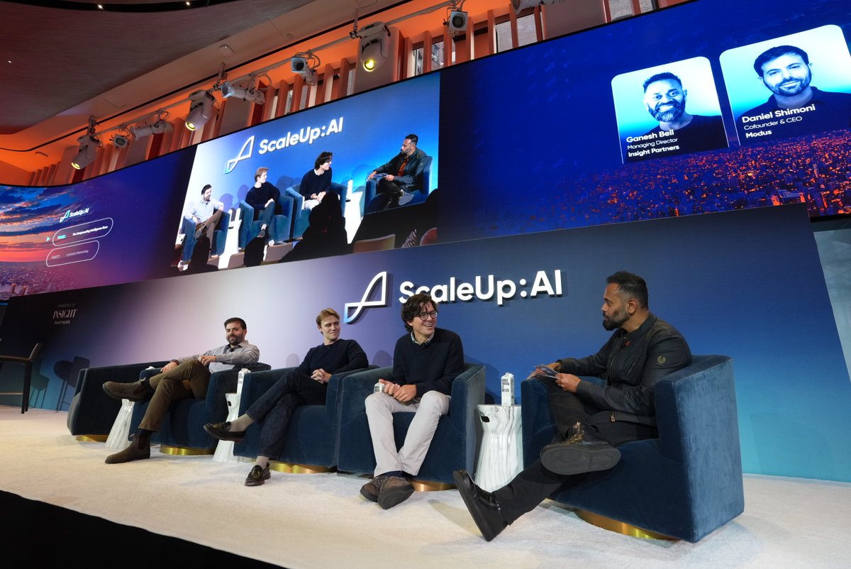 scaleupevent's tweet photo. Closing out #ScaleUpAI: how do enterprises move from prompt engineering to models that grow more valuable every year?

💬 “What compounds is your context, it’s your evaluations, it’s the set of things that over time evolve only for you, that are uniquely yours.” — Daniel Shimoni, Modus

Featuring: Daniel Shimoni (modus), Jackson Stokes (@jackson_stokes) (@TrainLoop_AI), Michael D'Angelo (@OpenAI). Moderated by @insightpartners  MD @GaneshBell 

That's a wrap on ScaleUp: AI for this year! Thank you to all for coming!