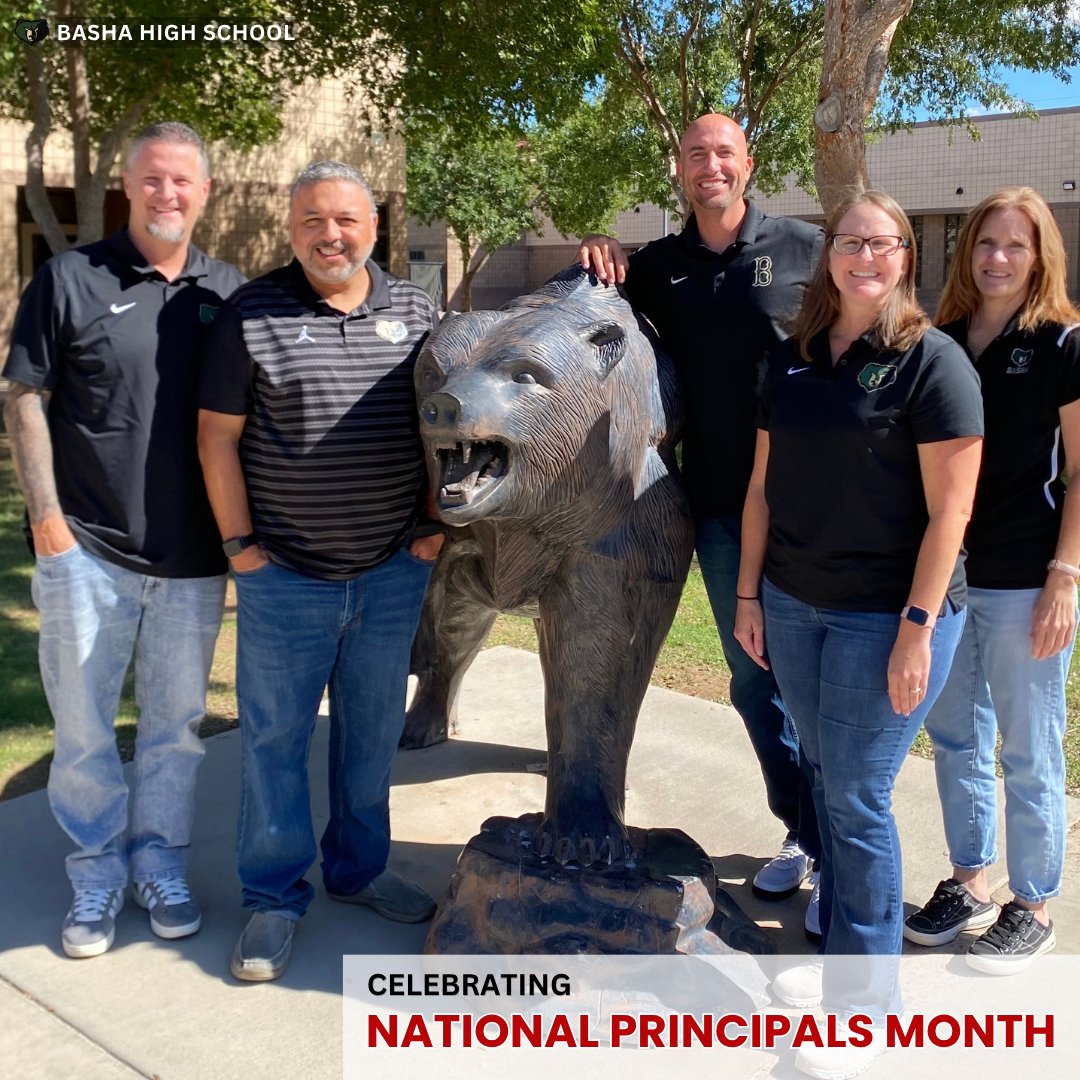 CusdEd's tweet photo. It's National Principals Month, and today we are celebrating our leadership team at Basha High School!🐻 Thank you for all of your hard work and support of CUSD Community Education. https://t.co/Hbgd8ygRxk