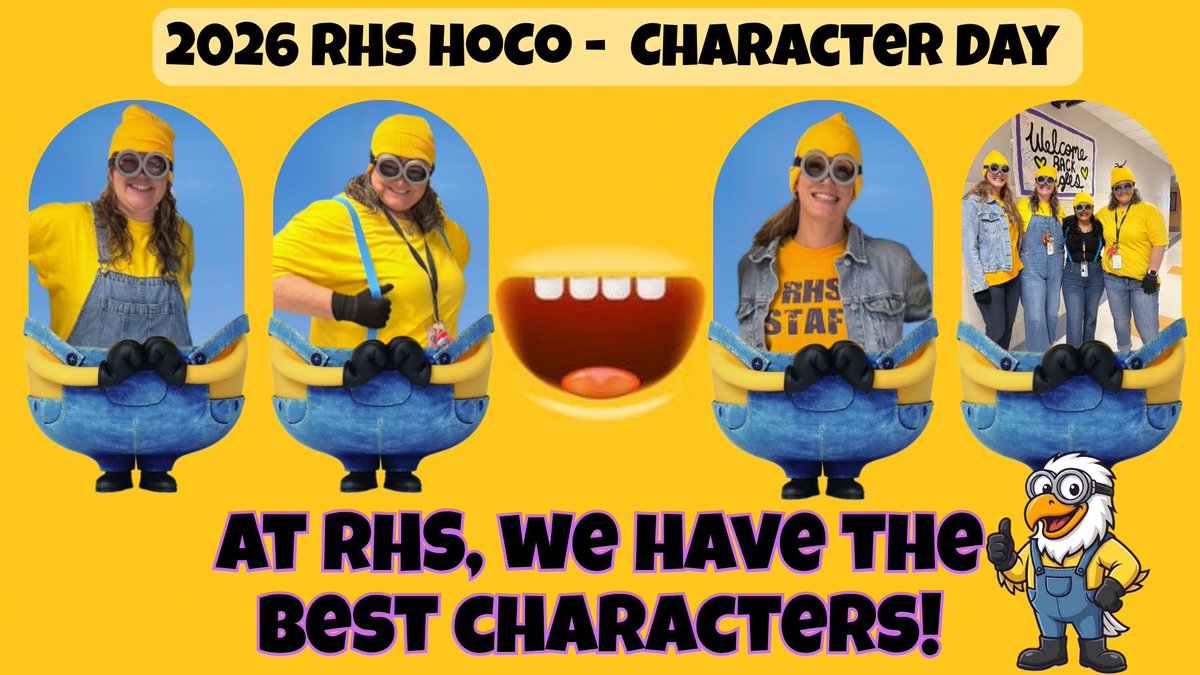 RichardsonHS1's tweet photo. 📸 Character Day, continued… because one post wasn't nearly enough!
Our camera roll is FULL of Eagles bringing fun, creativity &amp; plenty of character to RHS today. 🎭🦅💜💛
Keep 'em coming!
#RHSHoCo26 #AlwaysAnEagle #RISDInsiders #RISDDreamOn https://t.co/pe9chyYyua