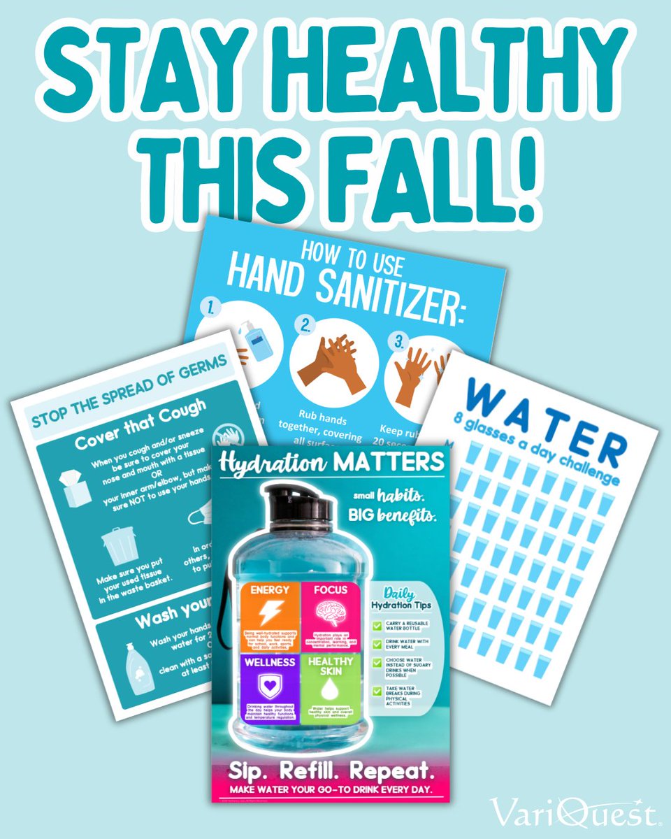 VariQuest's tweet photo. From hygiene to hydration, these VariQuest® posters make wellness easy to remember. 💧🧼 Find these and more in our Engage Every Learner® Content! Healthy habits start with a simple reminder. 💙

Learn more about our Engage Every Learner Content here! https://t.co/hZwuQbVmiH https://t.co/yqpgTxUFdI
