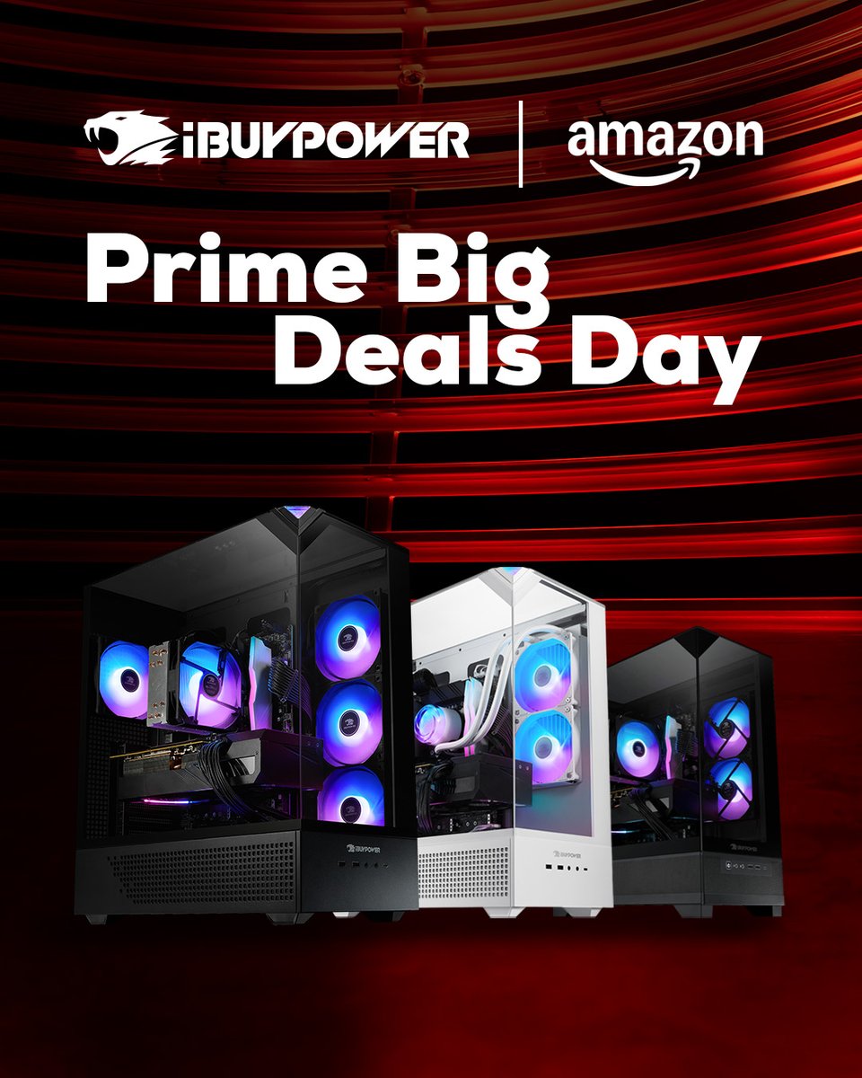 iBUYPOWER's tweet photo. iBUYPOWER x Amazon Prime Big Deal Days is on.
The rigs are loaded. The deals won’t wait. 

Shop now. | https://t.co/fO4g2baRss https://t.co/6SbRQy5gck