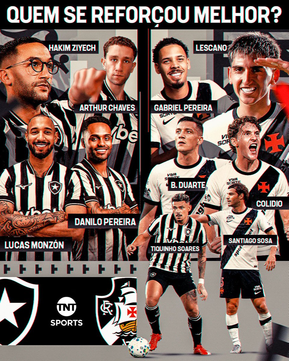 TNTSportsBR's tweet photo. BOTAFOGO E VASCO SE REFORÇARAM BASTANTE! 🤑🔥 Quem contratou melhor? 

#FBR #Brasileirão https://t.co/1zxPZ0nDlg