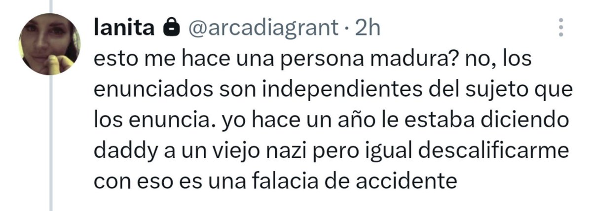 nocturneviolets's tweet photo. en tu side se te cae el argumento y encima volver de decirle daddy a un viejo nazi no se vuelve. seguramente te dejaron y te la agarras con las minas que son felices expresándose como quieren mientras vos sos una concha triste https://t.co/T8GRzuqi3D