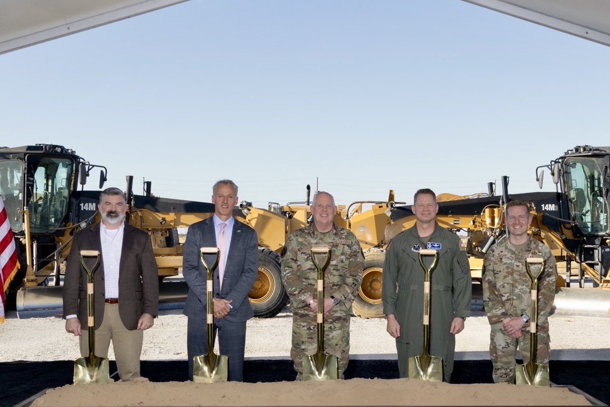 SecAFOfficial's tweet photo. It’s more than construction… we’re moving fast to build B-21s! The Department of the Air Force &amp; @northropgrumman have broken ground in Palmdale, CA on over 1M sq ft of new facilities that will be the final assembly line at Air Force Plant 42. https://t.co/WvxZeUAaK3