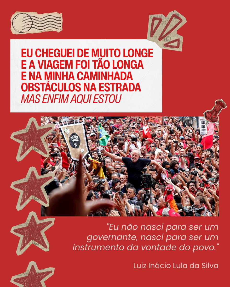 ARMYSCOMOLULA's tweet photo. Uma caminhada marcada por lutas, desafios e muita resistência. E, apesar de todos os obstáculos, seguimos em frente. ❤️🇧🇷

#Armyscomlula
#Lulapresidente
#Armysnasurnas https://t.co/E2GkyXwKQl